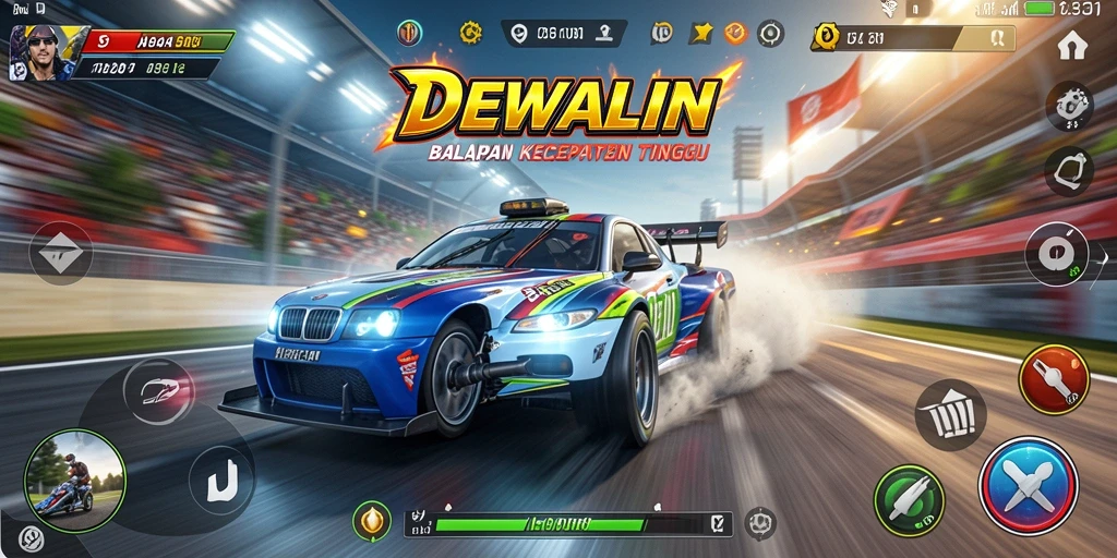 Tampilan menarik dari gameplay balapan DEWALIN yang seru.