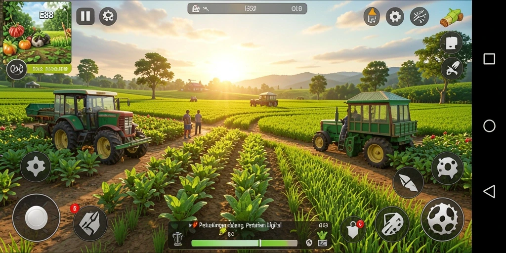 Tampilan gameplay E88 yang menarik dan interaktif saat bercocok tanam.
