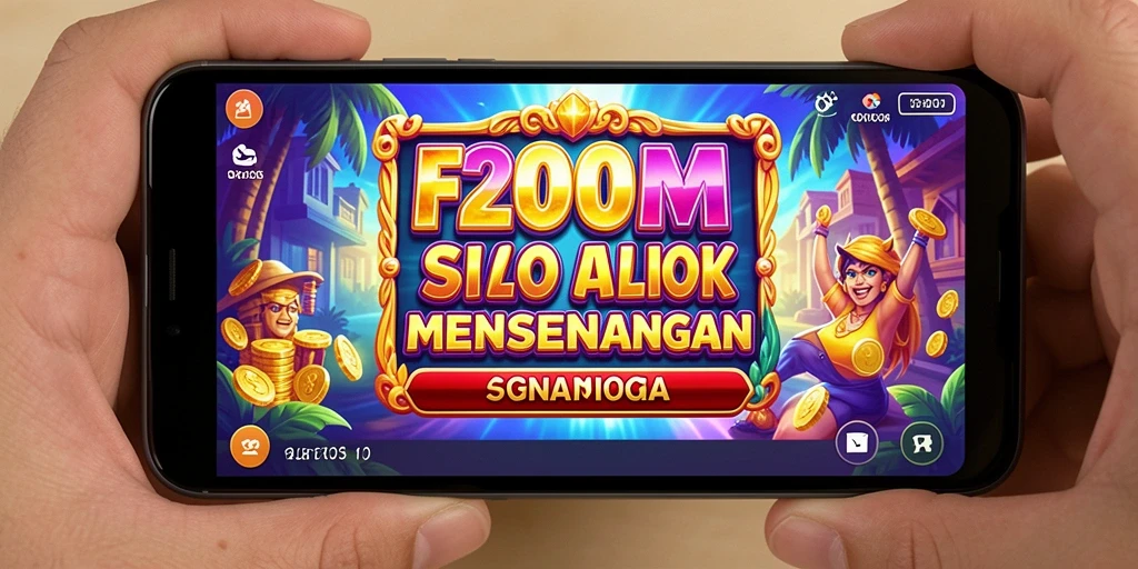 Tangkapan layar gameplay F200M menunjukkan aksi seru pada gulungan slot.