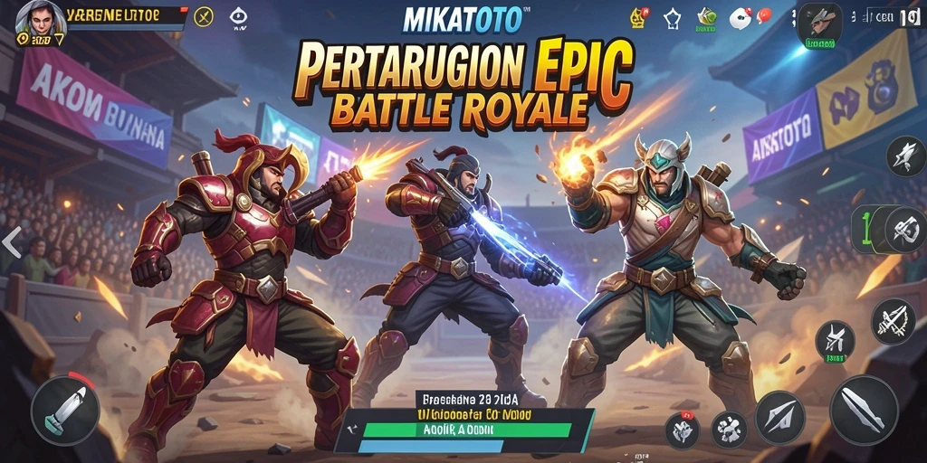 Screenshot gameplay MIKATOTO menampilkan aksi seru pertarungan Battle Royale.