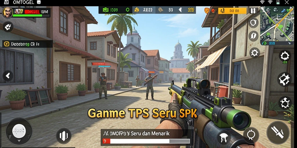 Screenshot gameplay <strong>OMTOGEL</strong> menampilkan aksi tembak-menembak yang seru.